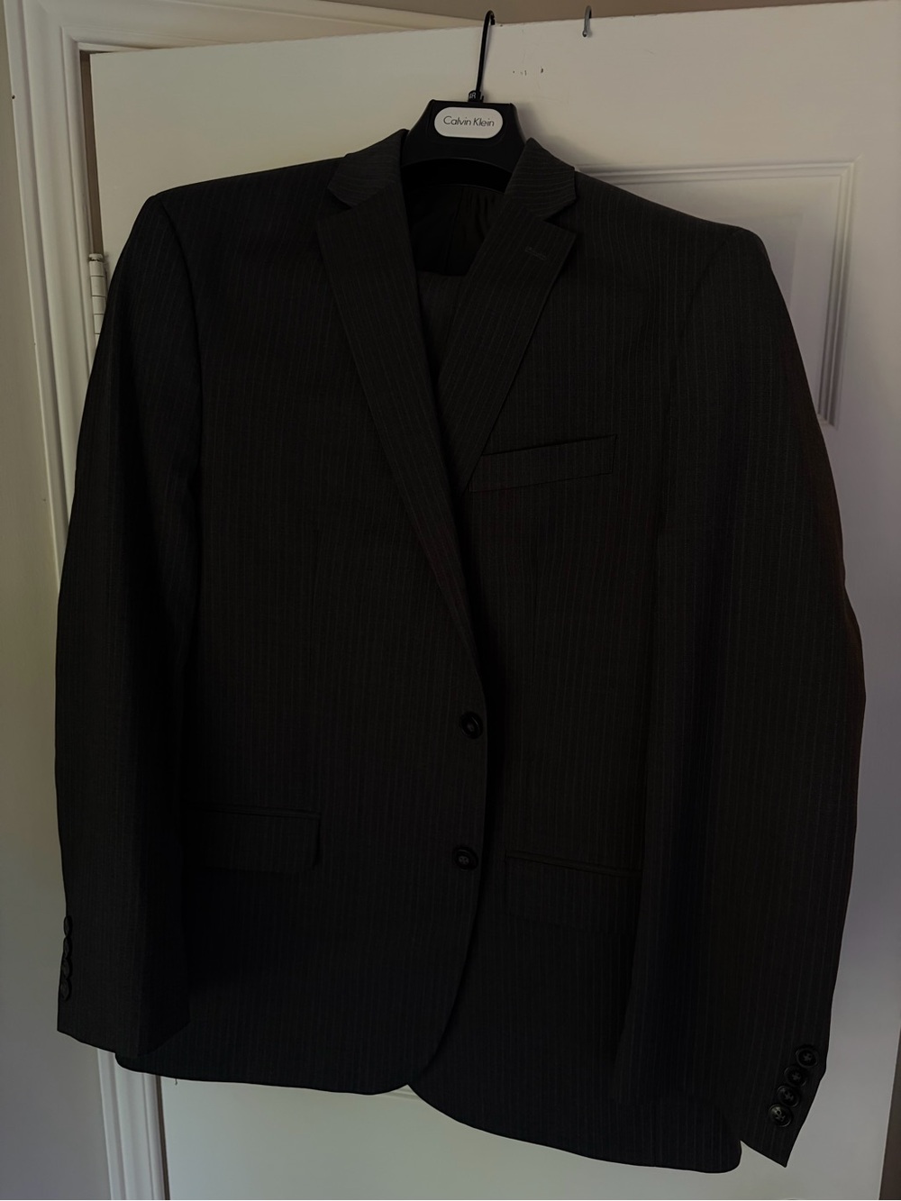 Calvin Klein Men's Black Pinstripe Suit Jacket